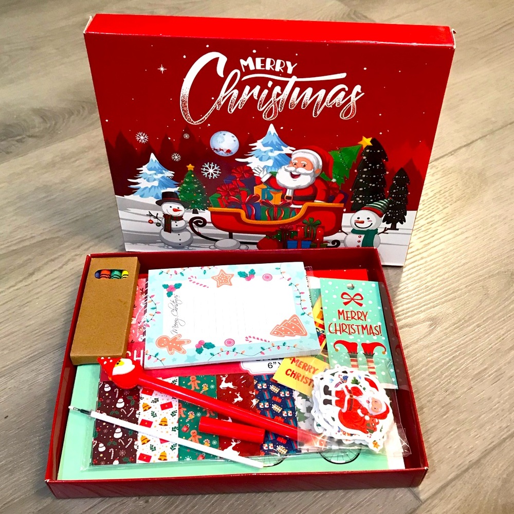 Festive Christmas DIY Journal Set with cards, crayons, stickers and gift tags